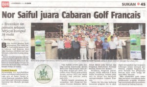 1.12.2014 Nor Saiful juara Cabaran Golf Francais