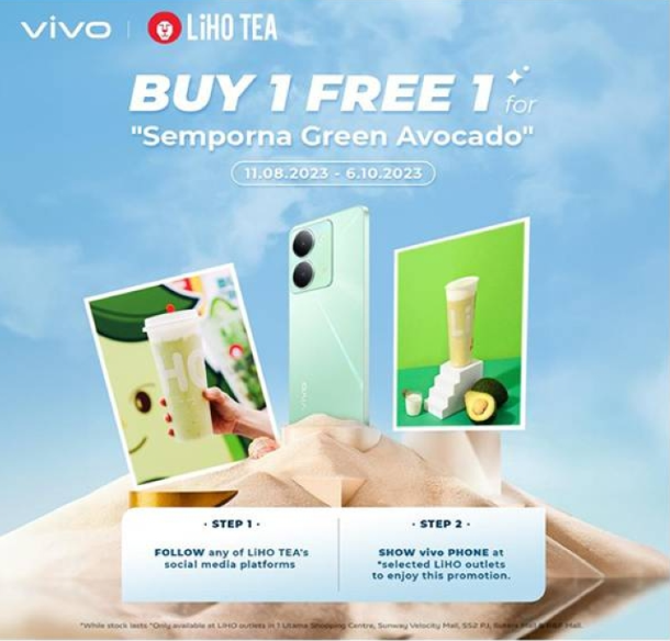 Nikmati kesegaran dalam teh LiHO Semporna Green Avocado bersama vivo Y36 5G