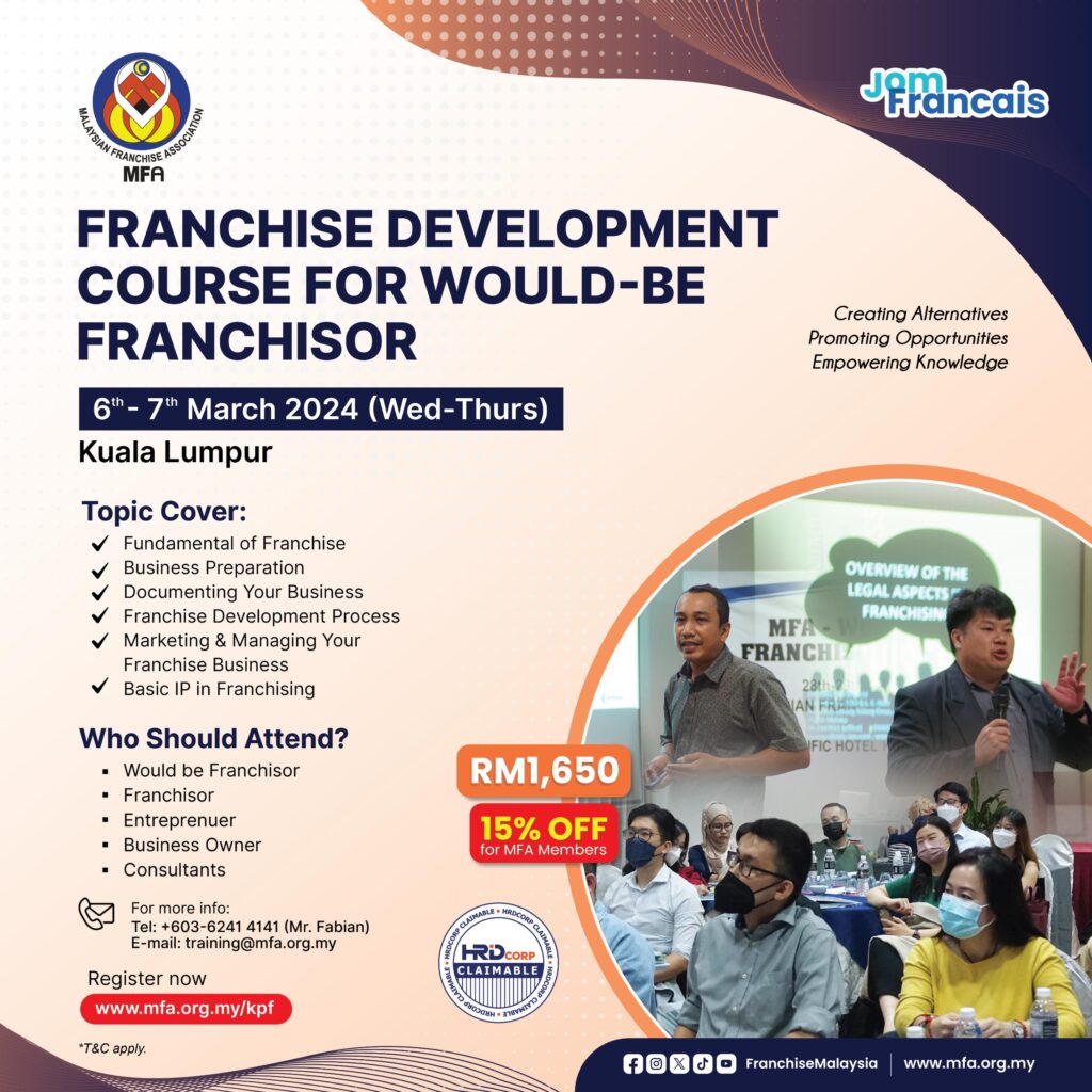 FRANCHISE DEVELOPMENT COURSE FOR WOULD-BE FRANCHISOR 1/2024