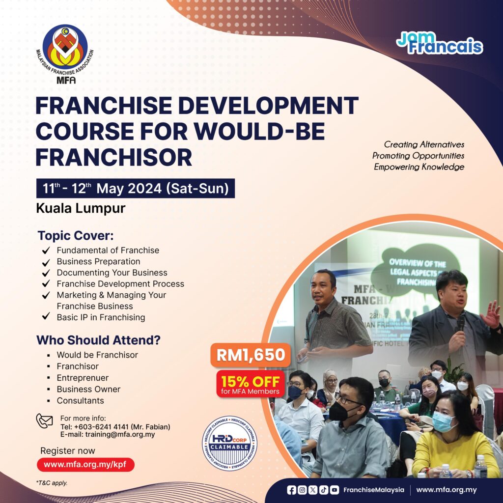 FRANCHISE DEVELOPMENT COURSE FOR WOULD-BE FRANCHISOR 1/2024
